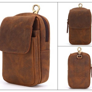 Boshiho - Riñonera de Cuero Genuino Crazy Horse para Hombre, Color Marrón, con Espacio para Teléfono Móvil y Cartera, 10.5x17x5.5cm - Product Image 4