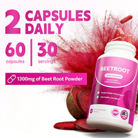 Capsules d'extrait de betterave vegan 1300mg, complément alimentaire à base de plantes pour la vitalité quotidienne