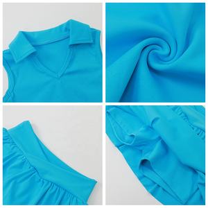 Ensemble de yoga Tiaose pour filles, boîte surprise, haut sans manches à col uni, jupe plissée à taille croisée, short intégré, personnalisable - Product Image 4