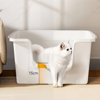 Toilette pour animaux de compagnie en matériau PP, grande capacité 20L, entièrement fermée, fonctionnement manuel, forme rectangulaire, bac à litière pour chat