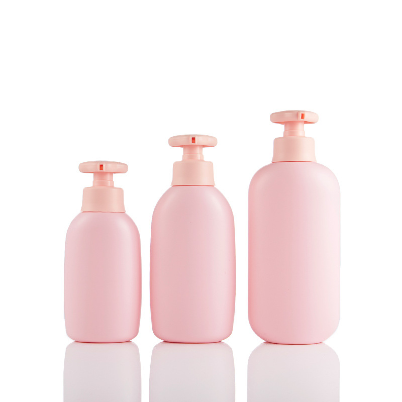 Rỗng 280ml 380ml 500ml màu hồng HDPE nhựa bé cơ thể Lotion chai trẻ em của sữa tắm dầu gội đóng gói chai