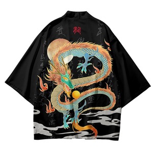 Kimono Haori japonais imprimé Oni pour homme, cardigan à manches courtes, veste streetwear ouverte sur le devant, costume d'Halloween - Product Image 2