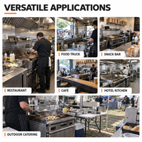 Griddle Gas Komersial 2 Tungku 220V dengan Colokan Khusus, Permukaan Panggangan Datar Stainless Steel, Dilengkapi Logo OEM untuk Restoran