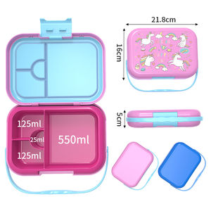 Oumeng 4 compartiments en plastique sans BPA Bento étanche école enfants enfant Bento boîte à lunch - Product Image 3