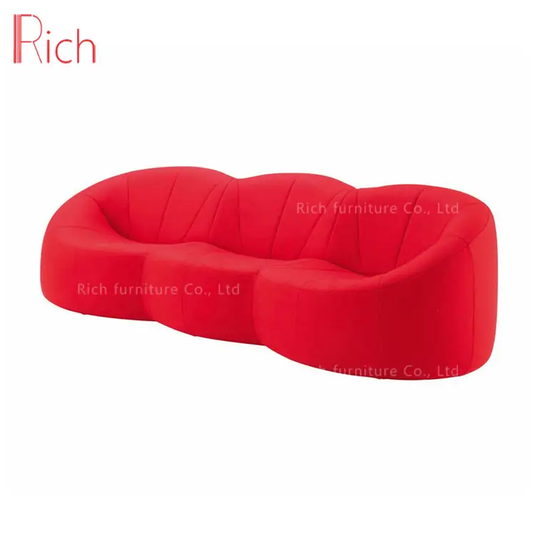 Sofá de tela roja de estilo moderno, forma única, sala de estar, de gama alta, grande y pequeña, ultra moderno, de brazo bajo