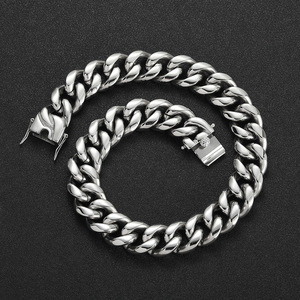 สร้อยคอสแตนเลสทรงกลมขนาด 22 มม. สร้อยคิวบาสำหรับผู้ชาย สร้อยคอแฟชั่นเท่ๆ สไตล์ Tanjing สร้อยคอแฟชั่น Lijing - Product Image 3