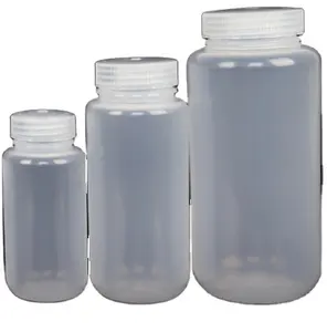 Botella de reactivo de cultivo de plástico PET transparente al por mayor caliente botella de reactivo de boca ancha de laboratorio de enseñanza de Química