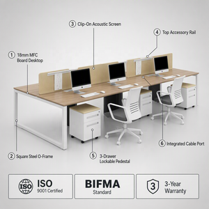 Postazione di Lavoro per Ufficio con Divisorio e Sedia Ergonomica per Spazi di Lavoro <span class=keywords><strong>SME</strong></span> - Product Image 4