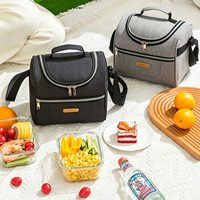 Geïsoleerde lunchtassen van waterdicht Oxford-materiaal met aangepast logo voor volwassenen, draagbare thermische koeltas, promotie lunchbox tas met logo
