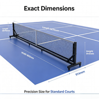 Système de filet de pickleball portable et mobile avec poteaux pour terrains extérieurs et intérieurs, entraînement en club