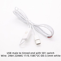 5V USB 2.0 Stecker auf 301-Tastenschalter 2m PVC Reinkupfer Verlängerungskabel für LED-Lichtstreifen Computer 3A Schnellladung
