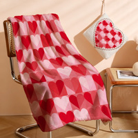 Couverture de sieste de bureau en flanelle épaisse toutes saisons, personnalisable, moderne, à motif imprimé en forme de cœur, thème cerise de dessin animé pour la Saint-Valentin