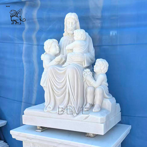 Escultura Cristiana <span class=keywords><strong>de</strong></span> Tamaño Real Tallada a Mano, Diseño Personalizado BLVE, Decoración <span class=keywords><strong>de</strong></span> Iglesia, Estatua <span class=keywords><strong>de</strong></span> Jesucristo en Mármol Blanco con Niños - Product Image 2