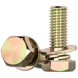 Hexagonal Three Piece Combination Screws M4 M5 M6 M8 M10 M12 Zinc Plated Fully Threaded For Corrosion Resistance - Product Image 1