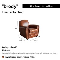 Fauteuil lounge vintage en cuir véritable huilé à la main, style brésilien, une place, mobilier de maison
