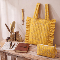 Ensemble de sacs organisateurs matelassés à imprimé floral pour poussette, avec volants, sac de rangement pour maman et pochette assortie pour poussette