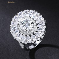 Bague de fiançailles et de mariage en argent sterling S925 pour femme, avec moissanite ovale VVS Clarity, double halo et grappe de pierres taille poire, cadeau idéal