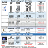 Saphir Dôme Unique 1.2mm D'épaisseur 18 ~ 29.5mm Diamètre Montres Cristal Réparation Accessoires Montre Surface Usine En Gros Personnalisé