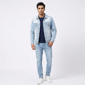 New 2026 High Quality <b>Custom</b> Logo Canvas <b>Jacket</b> Oem Designs Winter Blue <b>Denim</b> Men's <b>Jackets</b> - Product Image 1