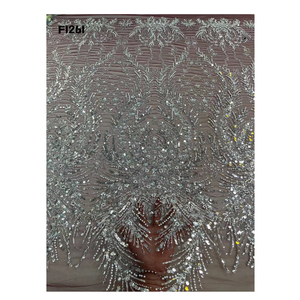 Hari Wanita High Fashion Payet Tulle Renda Kain Bordir Kain Renda Pengantin Manik-manik Gaun Pengantin Renda 2023 Kabel Payet - Product Image 1