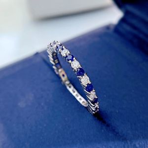 925 Sterling <strong>Silver</strong> <strong>Stacking</strong> <strong>Rings</strong> Round-Cut Sapphire Green Ruby Cubic Zirconia All-Around Band <strong>Ring</strong> - Product Image 5