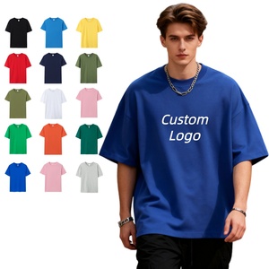 Camisetas al por mayor con logo personalizado, extragrandes, para hombre, 100% algodón, de alta densidad, estilo urbano, hip hop, con hombros caídos, a bajo precio. - Product Image 1