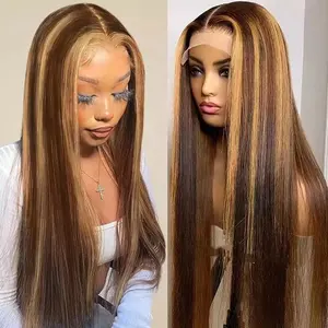 レミーグルーレスフルレースフロントウィッグオンブル人毛ウィッグPrePlucked Cuticle Aligned Brazilian Highlight Color Lace Front Wigs