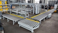 Fourniture de distributeur de palettes pour palettisation empilable avec convoyeur à plateau tournant et emballage de palettes