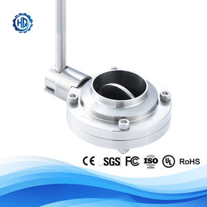 Vanne papillon D61X en acier inoxydable de qualité industrielle, soudée par bout à bout, à commande manuelle par tige de tirage, pour applications de régulation de débit d'eau en gros - Product Image 2