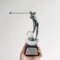 Trophée sportif personnalisé en métal, récompenses pour joueurs de golf, trophée en cristal, plaque de récompense pour le golf