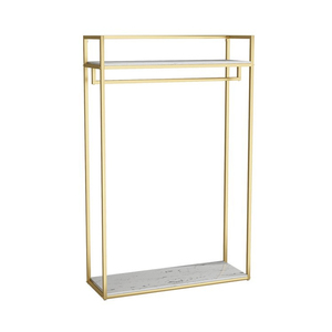 Perchero Doble Dorado <span class=keywords><strong>para</strong></span> <span class=keywords><strong>Ropa</strong></span> de Mujer, Exhibición en Centros Comerciales, Tiendas, <span class=keywords><strong>Estantes</strong></span> <span class=keywords><strong>para</strong></span> <span class=keywords><strong>Colgar</strong></span> <span class=keywords><strong>Ropa</strong></span> - Product Image 5
