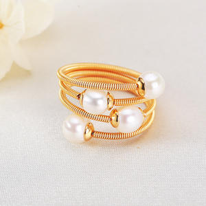 Anillo de Perlas de Agua Dulce Auténticas con Diseño de Anillo Enrollado de Múltiples Capas, Hecho a Mano, Simple, Elegante y Nuevo - Product Image 1