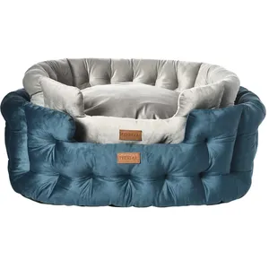 Pet Bed Manufacturer Wholesale Luxury Ultra Soft Short Plush Fabric Washable Large Dog Bed with non-slip bottom