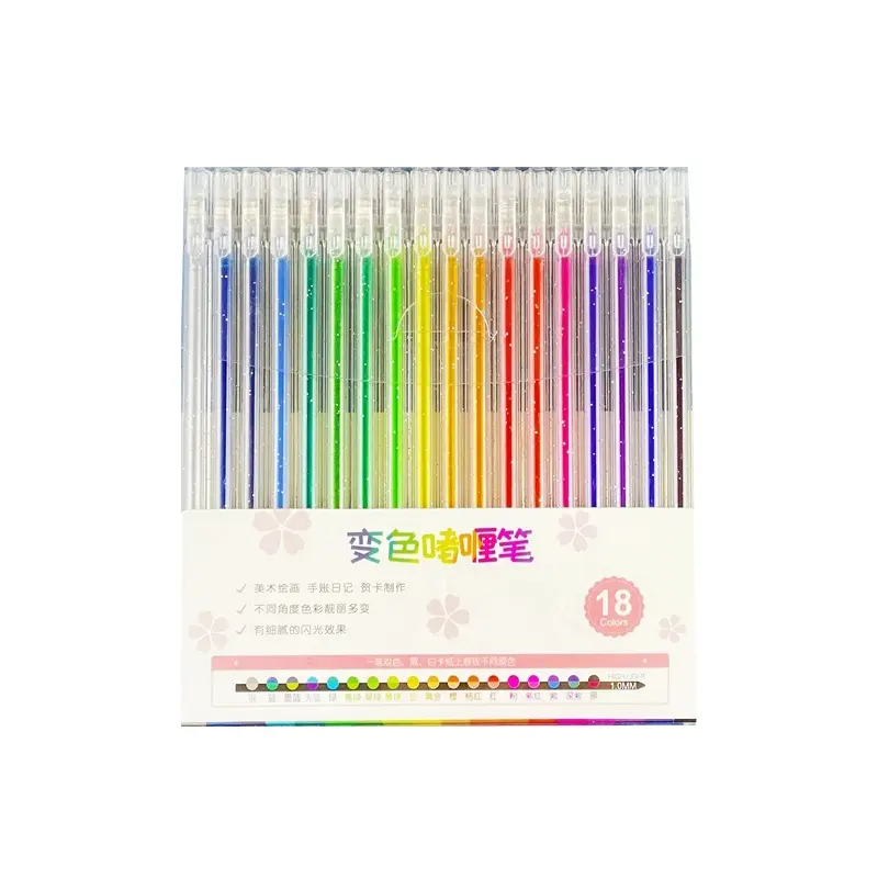 Hot Selling Flash Gel Pen Color Neutral Pen Shiny Metal 8 Color Set Color Graffiti Highlighter wholesale