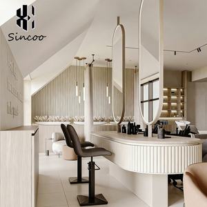 Europe Hot Sale Barber Station <b>Makeup</b> <b>Mirror</b> Oval Gold Hanging Led <b>Light</b> Hair Salon <b>Mirror</b> Smart Display Screen Barber <b>Mirror</b> - Product Image 3