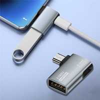 USB OTG Kabeladapter 4K 90 Grad Linkswinkel Stromversorgter Micro USB zu USB OTG Adapter für TV Tablet Fire TV Stick 4K