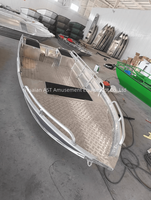 Bateau de pêche en aluminium de 13 pieds, entièrement soudé, d'occasion, à fond plat, pour la pêche au bar, vente en gros, mini bateau Jon portable simple