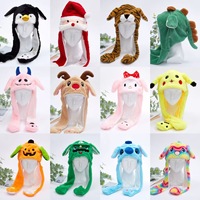 Chapeau de lapin gonflable en peluche avec oreilles mobiles pour exportation transfrontalière, accessoire de couvre-chef chaud d'hiver de Noël