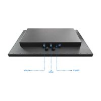 Monitor industri 27 inci, panel depan baja tahan karat hitam, tahan air sepenuhnya IP67, tombol di panel depan, 2 layar sentuh, pemasangan di dinding