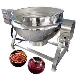 HNOC 300l Steam Tilt Sugar Boil Gas Fired Jacketted Mix Kettle Tomato Paste Cook Mixer Machine Emulsify Pot