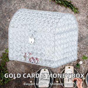 Porta Tarjetas de Boda y Caja de Dinero de Metal Dorado, Lujoso y Elegante, con Cuentas de Cristal, para Decoración de Fiestas de Cumpleaños y Graduación en Interiores - Product Image 2