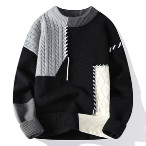 Pull en cachemire et <span class=keywords><strong>laine</strong></span> chaud décontracté à col rond et coupe ample pour <span class=keywords><strong>homme</strong></span> avec logo tricoté sur le devant YZ Automne Hiver - Product Image 1
