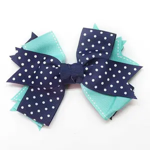 Wholesale custom hair bows with logo Grosgrain Ribbon Hair Clips Alligator Decorative Hair Bows with Clips For Girls