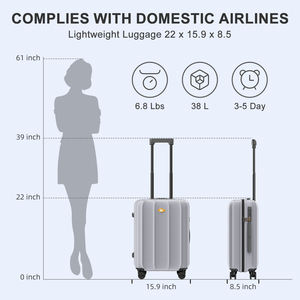 Valise à roulettes rigide en ABS, ensemble <span class=keywords><strong>de</strong></span> 3 pièces, vente en gros d'usine OEM, sac <span class=keywords><strong>de</strong></span> voyage - Product Image 5
