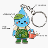Gantungan Kunci Enamel Kustom Kawaii Gardener Premium Hard Enamel Zinc Alloy Bunga Matahari Tetesan Hujan Suvenir untuk Hadiah Pecinta Berkebun