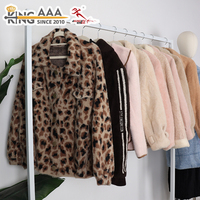 Jaket Pendek Bulu Imitasi KingAAA Bekas Wanita, Mantel Bulu Imitasi Pendek Vintage Wanita, Hangat, Retro, Kasual