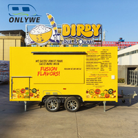 ONLYWE jalan Outdoor Mobile Hot Dog BBQ Kebab Hot Dog Pizza disesuaikan Vintage Hamburger Bir Makanan ringan truk kereta gandeng