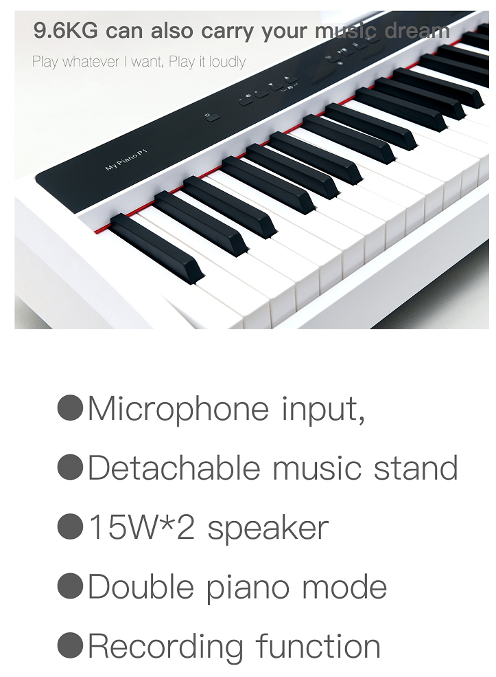 Professional Electronic Piano Keyboard 88 Keys Portable Piano For Studio