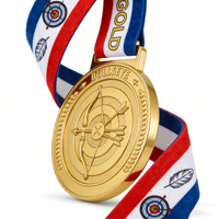 Servicio OEM ODM, Muestra Rápida, Medalla de Tiro con Arco de Aleación de Zinc Chapada en Oro, con Grabado 3D y Acabado Arenado, para Campeones de Eventos Deportivos