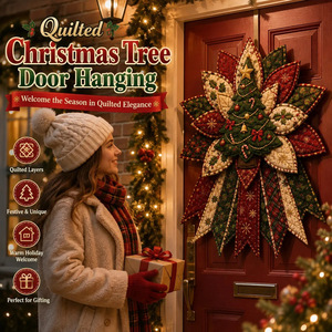 Festive Christmas Door Hanging DIY Sewing <b>Kit</b> Quilted Patchwork Fabric Ornament <b>Crochet</b> Wall Decor Holiday Handmade Gift - Product Image 4